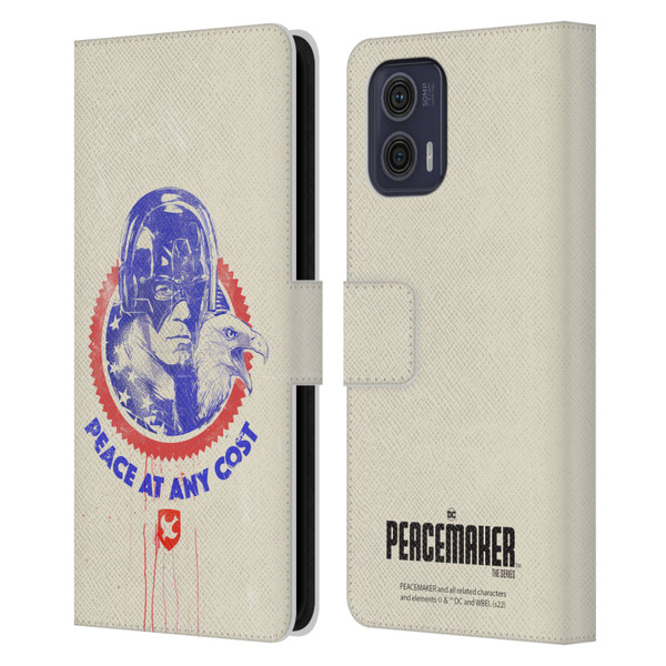 Peacemaker: Television Series Graphics Christopher Smith & Eagly Leather Book Wallet Case Cover For Motorola Moto G73 5G