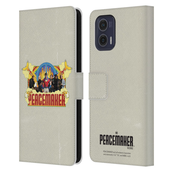 Peacemaker: Television Series Graphics Group Leather Book Wallet Case Cover For Motorola Moto G73 5G