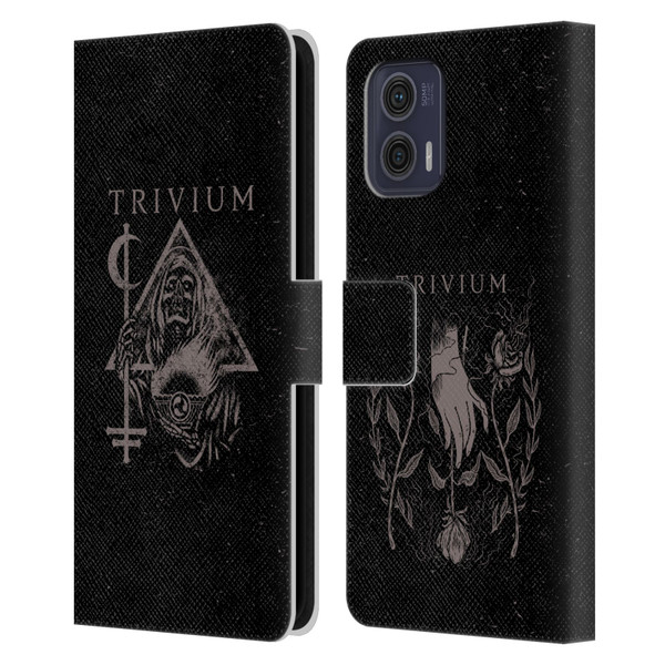 Trivium Graphics Reaper Triangle Leather Book Wallet Case Cover For Motorola Moto G73 5G