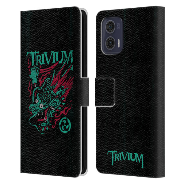 Trivium Graphics Screaming Dragon Leather Book Wallet Case Cover For Motorola Moto G73 5G