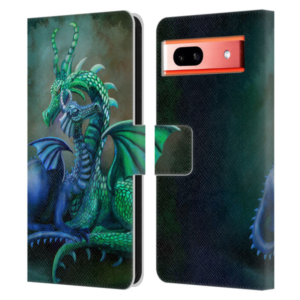 Rose Khan Dragons Green And Blue Leather Book Wallet Case Cover For Google Pixel 7a