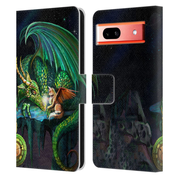Rose Khan Dragons Green Time Leather Book Wallet Case Cover For Google Pixel 7a