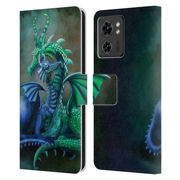 Rose Khan Dragons Green And Blue Leather Book Wallet Case Cover For Motorola Moto Edge 40