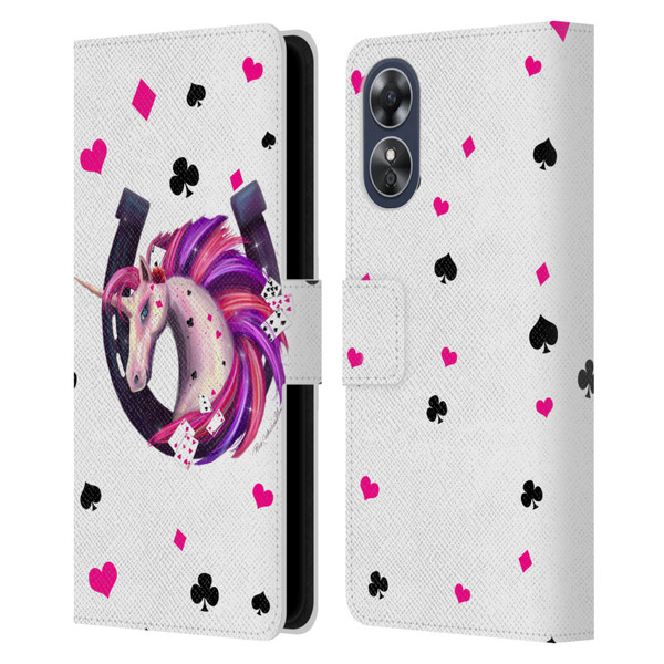 Rose Khan Unicorn Horseshoe Pink And Purple Leather Book Wallet Case Cover For OPPO A17