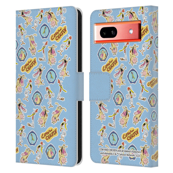 Cow and Chicken Graphics Pattern Leather Book Wallet Case Cover For Google Pixel 7a