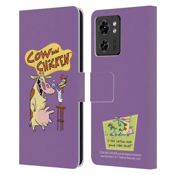 Cow and Chicken Graphics Character Art Leather Book Wallet Case Cover For Motorola Moto Edge 40