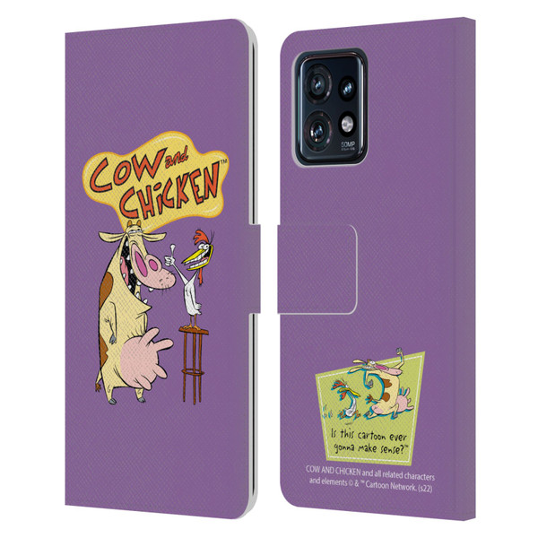 Cow and Chicken Graphics Character Art Leather Book Wallet Case Cover For Motorola Moto Edge 40 Pro