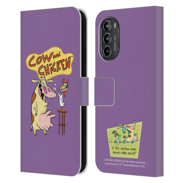 Cow and Chicken Graphics Character Art Leather Book Wallet Case Cover For Motorola Moto G82 5G