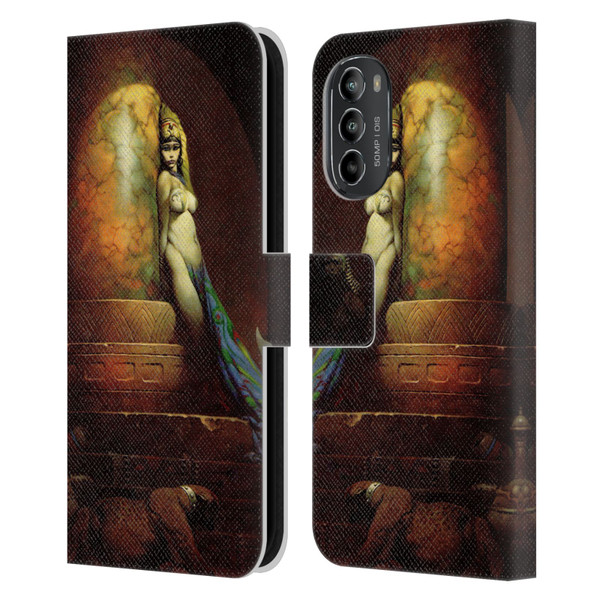 Frank Frazetta Fantasy Egyptian Queen Leather Book Wallet Case Cover For Motorola Moto G82 5G