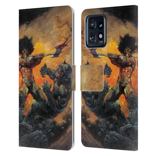 Frank Frazetta Medieval Fantasy Viking Slayer Leather Book Wallet Case Cover For Motorola Moto Edge 40 Pro