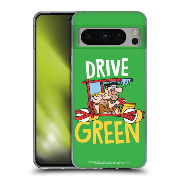 The Flintstones Graphics Drive Green Soft Gel Case for Google Pixel 8 Pro