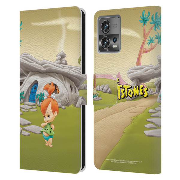 The Flintstones Characters Pebbles Flintstones Leather Book Wallet Case Cover For Motorola Moto Edge 30 Fusion