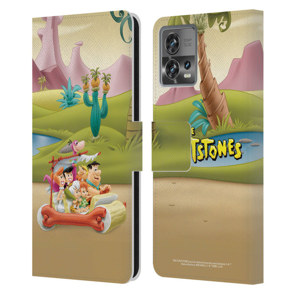 The Flintstones Characters Stone Car Leather Book Wallet Case Cover For Motorola Moto Edge 30 Fusion