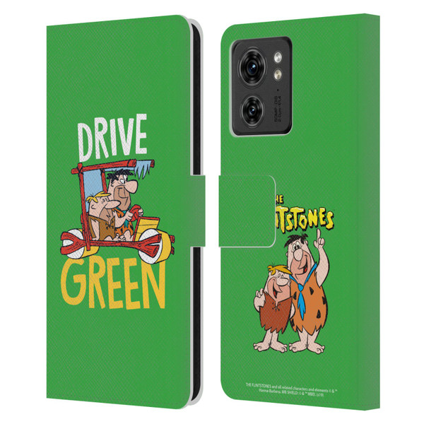 The Flintstones Graphics Drive Green Leather Book Wallet Case Cover For Motorola Moto Edge 40