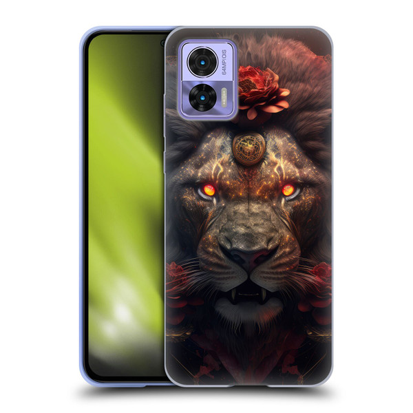 Spacescapes Floral Lions Crimson Pride Soft Gel Case for Motorola Edge 30 Neo 5G