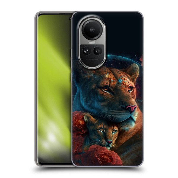 Spacescapes Floral Lions Star Watching Soft Gel Case for OPPO Reno10 5G / Reno10 Pro 5G
