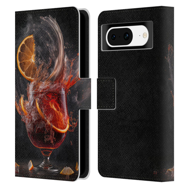 Spacescapes Cocktails Gin Explosion, Negroni Leather Book Wallet Case Cover For Google Pixel 8