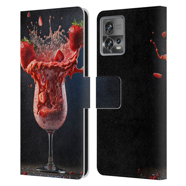 Spacescapes Cocktails Strawberry Infusion Daiquiri Leather Book Wallet Case Cover For Motorola Moto Edge 30 Fusion