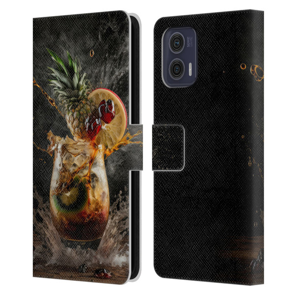 Spacescapes Cocktails Exploding Mai Tai Leather Book Wallet Case Cover For Motorola Moto G73 5G