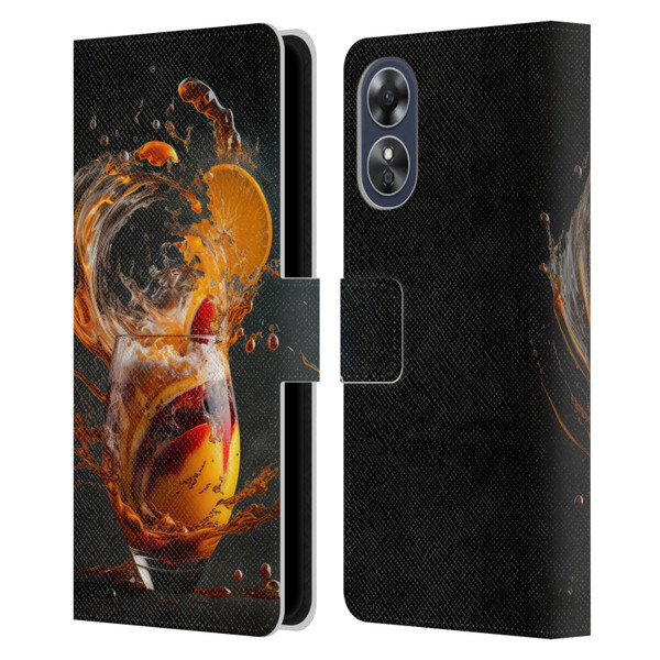 Spacescapes Cocktails Modern Twist, Hurricane Leather Book Wallet Case Cover For OPPO A17