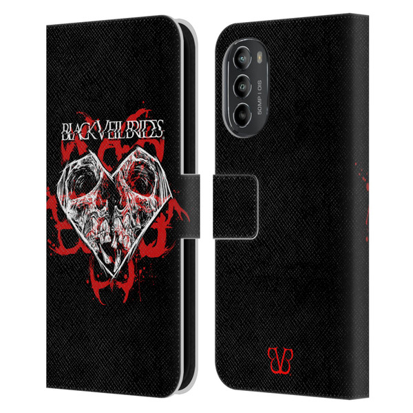 Black Veil Brides Band Art Skull Heart Leather Book Wallet Case Cover For Motorola Moto G82 5G