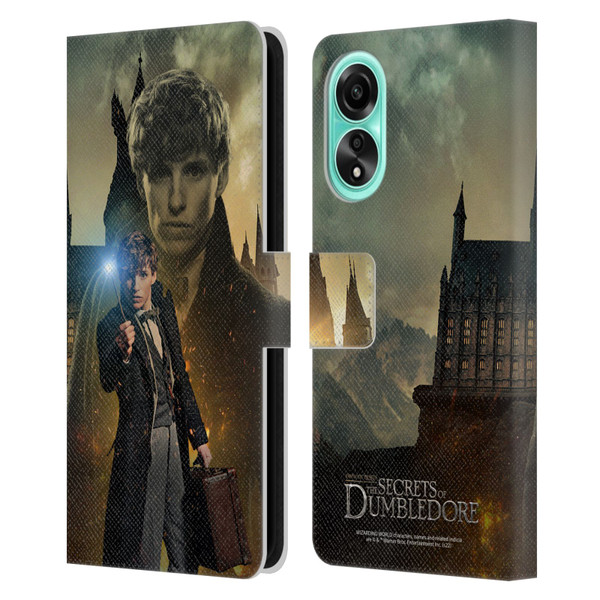 Fantastic Beasts: Secrets of Dumbledore Character Art Newt Scamander Leather Book Wallet Case Cover For OPPO A78 4G