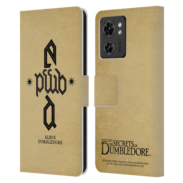 Fantastic Beasts: Secrets of Dumbledore Graphics Dumbledore's Monogram Leather Book Wallet Case Cover For Motorola Moto Edge 40