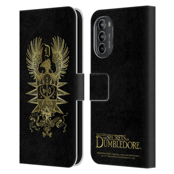 Fantastic Beasts: Secrets of Dumbledore Graphics Dumbledore's Crest Leather Book Wallet Case Cover For Motorola Moto G82 5G