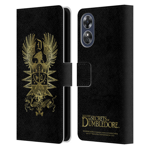 Fantastic Beasts: Secrets of Dumbledore Graphics Dumbledore's Crest Leather Book Wallet Case Cover For OPPO A17