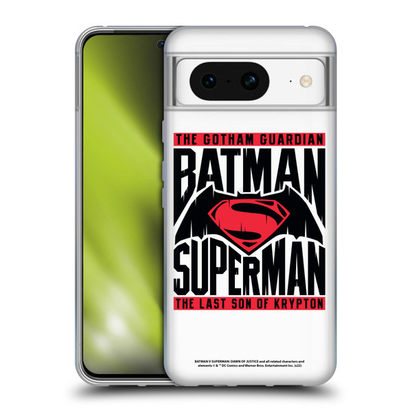 Batman V Superman: Dawn of Justice Graphics Typography Soft Gel Case for Google Pixel 8