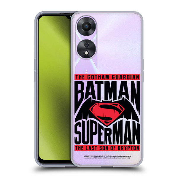 Batman V Superman: Dawn of Justice Graphics Typography Soft Gel Case for OPPO A78 5G