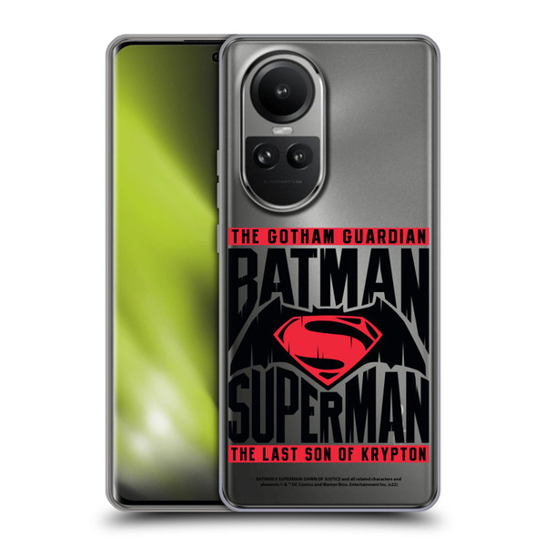 Batman V Superman: Dawn of Justice Graphics Typography Soft Gel Case for OPPO Reno10 5G / Reno10 Pro 5G