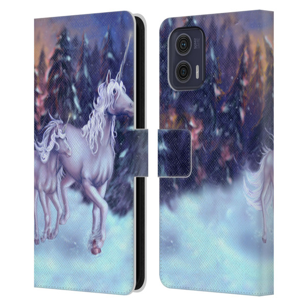 Tiffany "Tito" Toland-Scott Christmas Art Winter Unicorns Leather Book Wallet Case Cover For Motorola Moto G73 5G