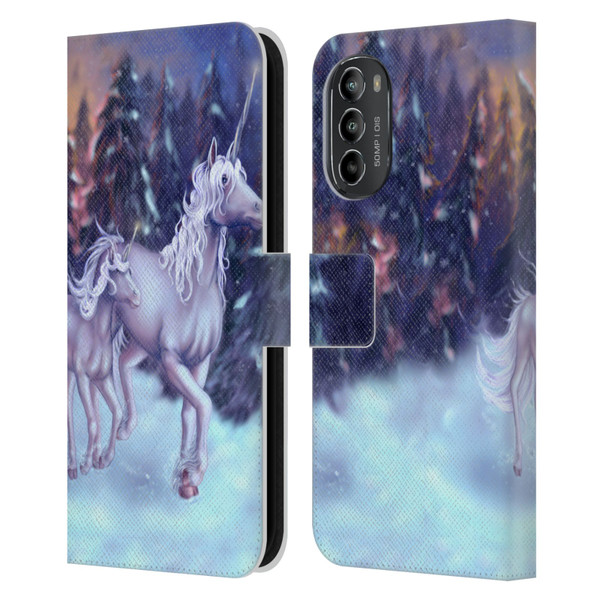 Tiffany "Tito" Toland-Scott Christmas Art Winter Unicorns Leather Book Wallet Case Cover For Motorola Moto G82 5G