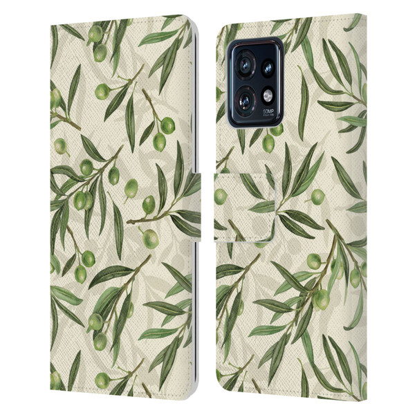 Katerina Kirilova Fruits & Foliage Patterns Olive Branches Leather Book Wallet Case Cover For Motorola Moto Edge 40 Pro