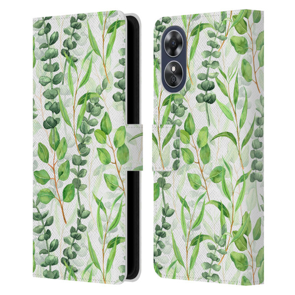 Katerina Kirilova Fruits & Foliage Patterns Eucalyptus Mix Leather Book Wallet Case Cover For OPPO A17
