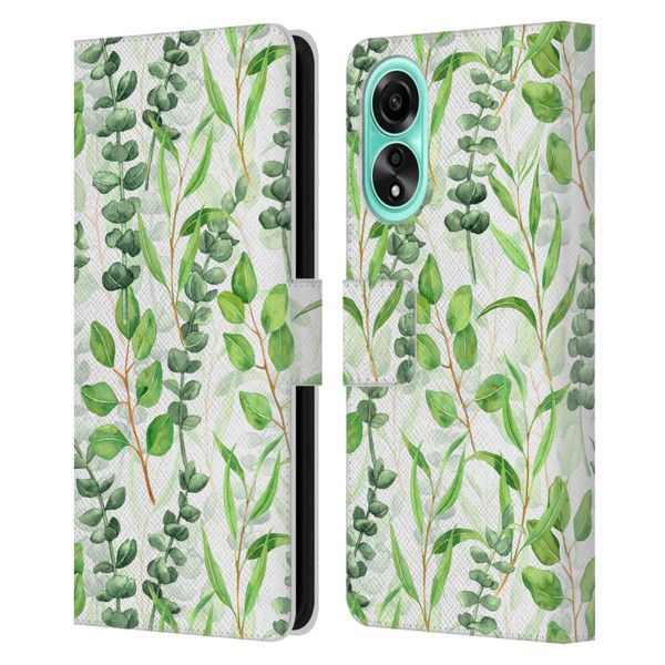 Katerina Kirilova Fruits & Foliage Patterns Eucalyptus Mix Leather Book Wallet Case Cover For OPPO A78 4G