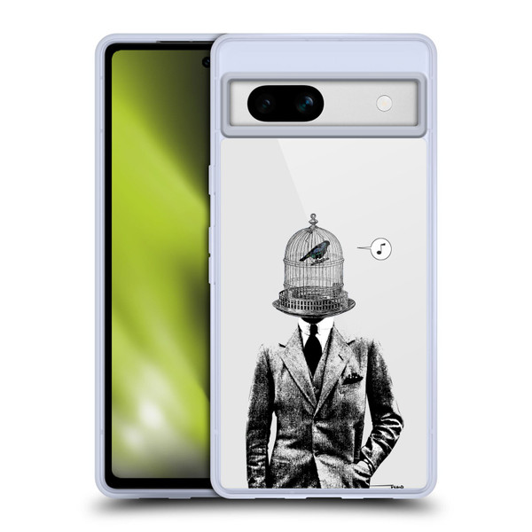 LouiJoverArt Black And White Plumage Soft Gel Case for Google Pixel 7a