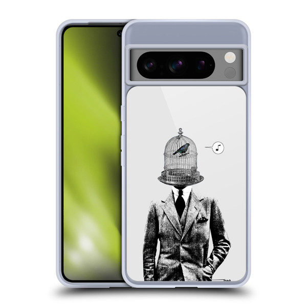 LouiJoverArt Black And White Plumage Soft Gel Case for Google Pixel 8 Pro
