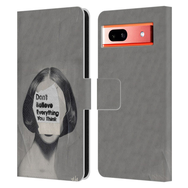 LouiJoverArt Black And White Think Leather Book Wallet Case Cover For Google Pixel 7a