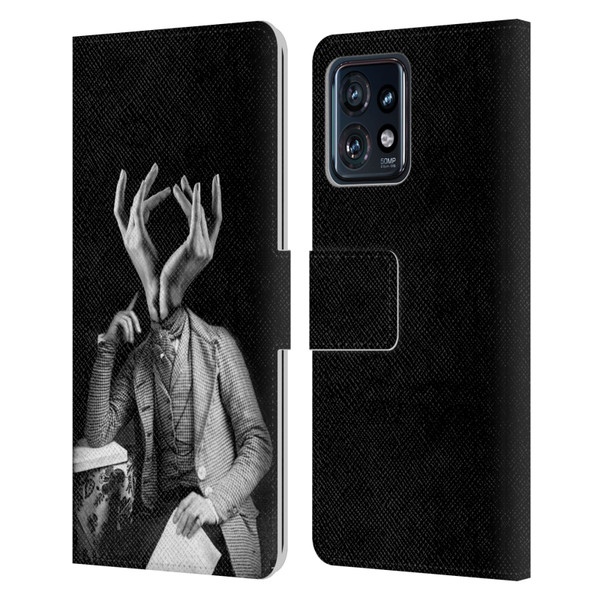 LouiJoverArt Black And White Sensitive Man Leather Book Wallet Case Cover For Motorola Moto Edge 40 Pro