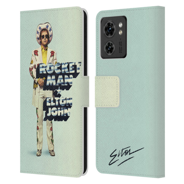 Elton John Artwork Rocket Man Single Leather Book Wallet Case Cover For Motorola Moto Edge 40
