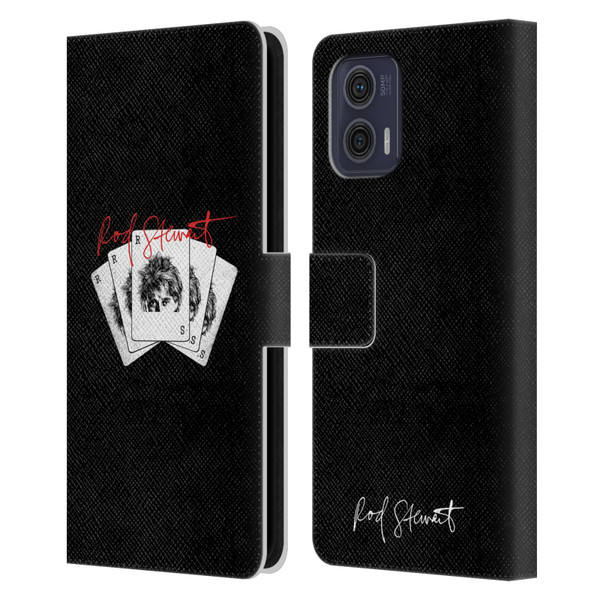Rod Stewart Art Poker Hand Leather Book Wallet Case Cover For Motorola Moto G73 5G