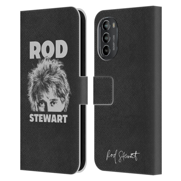 Rod Stewart Art Black And White Leather Book Wallet Case Cover For Motorola Moto G82 5G