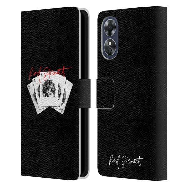 Rod Stewart Art Poker Hand Leather Book Wallet Case Cover For OPPO A17