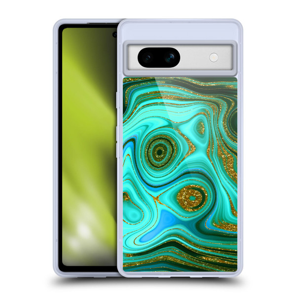 UtArt Malachite Emerald Liquid Gem Soft Gel Case for Google Pixel 7a