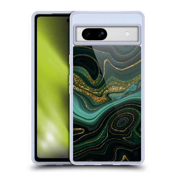 UtArt Malachite Emerald Gilded Teal Soft Gel Case for Google Pixel 7a