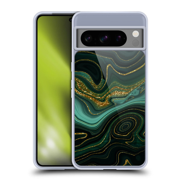 UtArt Malachite Emerald Gilded Teal Soft Gel Case for Google Pixel 8 Pro