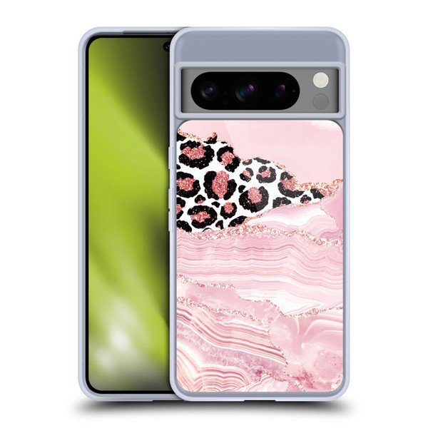 UtArt Wild Cat Marble Pink Glitter Soft Gel Case for Google Pixel 8 Pro