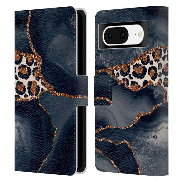 UtArt Wild Cat Marble Leopard Leather Book Wallet Case Cover For Google Pixel 8